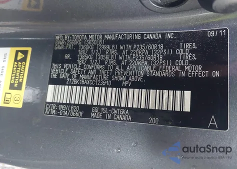 2012 Lexus Rx 350 из США, поврежденный, VIN 2T2BK1BAXCC123910